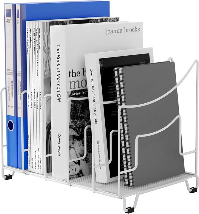 Range-revues Métal 4 Compartiments EasyPAG - Organisateur Vertical Documents A4 - Blanc