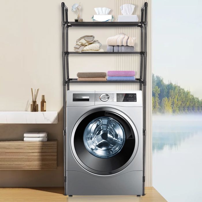SUPFINE Colnne WC Meuble de Rangement Machine a Laver Étagère de Rangement à 3 Niveaux au-Dessus des Toilettes