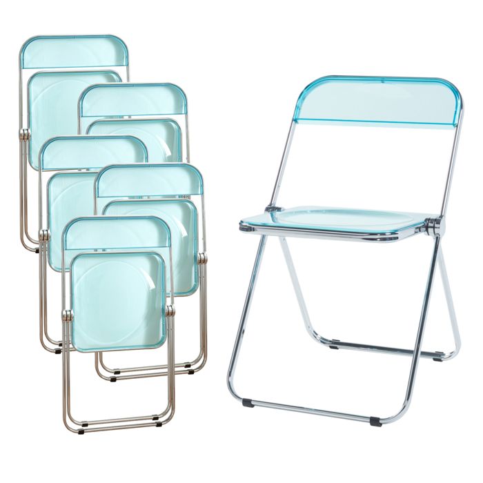 Lot de 6 chaises pliantes Pornainen bleu clair transparent Lot de 6 chaises pliantes Pornainen bleu clair transparent