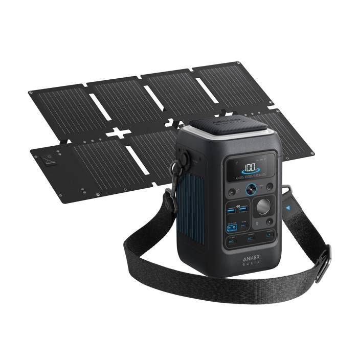KIT Batterie Anker SOLIX C300X DC avec Panneau Solaire 60W Station portable 300W