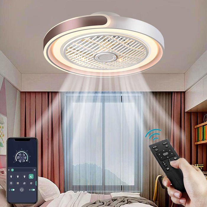 Ventilateur de plafond LED silencieuxtélécommandelumière réglable6 vitesses réversiblespour chambresalondesign marron moderne - Omegasback