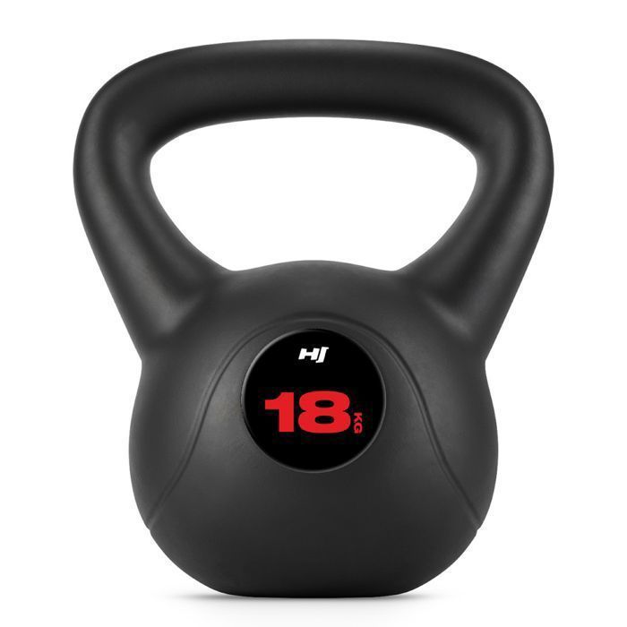 Kettlebell en Vinyle Antidérapant 18 kg Hop-Sport Bouilloire de Poids avec Poignée Haltère à Boule pour Entraînement à Domicile