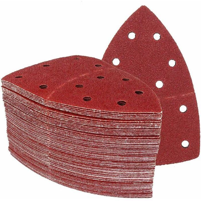 Prio 50 Triangles Abrasifs Ponçage – Grain 40, 105x152 Mm, 11 Trous – Feuilles Pour Ponceuses Multifonctions Bosch, Skil Et Plus
