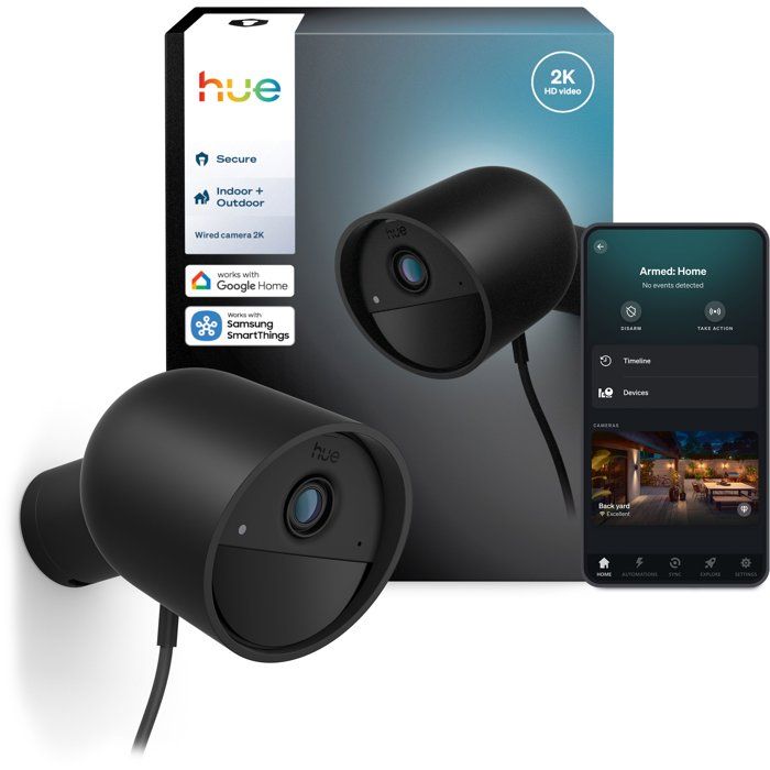 Caméra connectée - Philips Hue - Extérieur - Filaire - Vision nocture - 2K - Bureau - Noir