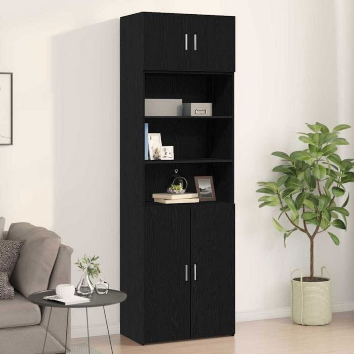 vidaXL Buffet mural 2 portes Chêne noir 70 x 425 x 40 cm - Buffet haut rustique
