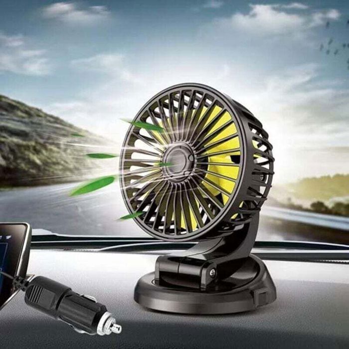 Ventilateur de voiture 360° Rotation 12V Allume-cigare Ventilateur de tableau de bord Mini ventilateur de table Ventouse Petit ven