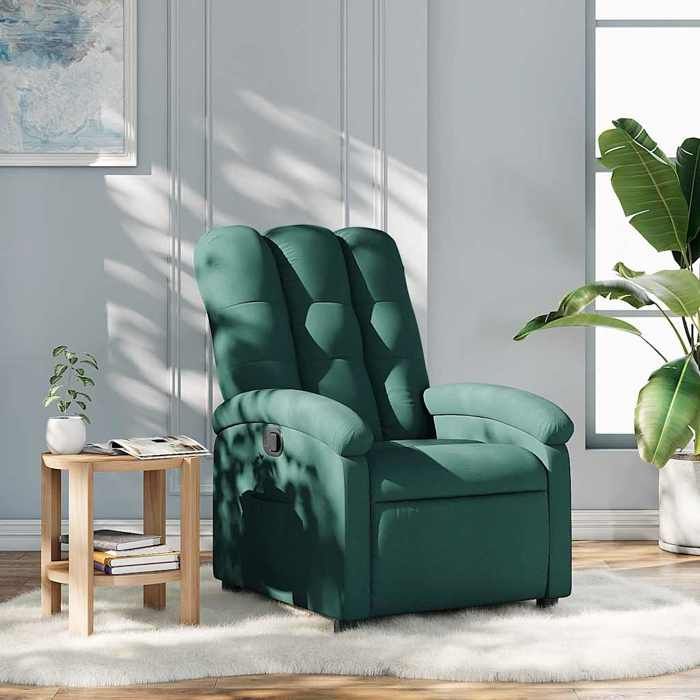 SALE 2026 Fauteuil Chaise de relaxation Vert - Fauteuil inclinable Vert foncé Tissu PRO642485184