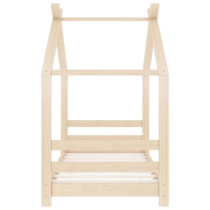 Brun 70 x 140 cm - Lit Scandinave - Structure de lit chambre denfant - Bois de pin massif 70x140 cm 005_968127