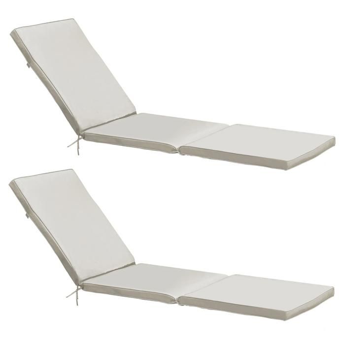 Lot 2 coussins bain de soleil polyester 186 x 53 x 5 cm beige Picchu - Oviala Lot 2 coussins bain de soleil polyester 186 x 53 x 5 cm beige Picchu - Oviala