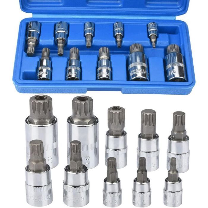 Douille Torx male 1/2 1/4 3/8 M4-M18 -1 12pans Allen boîte outil bricolage mécanique - Métallique Aucuneary