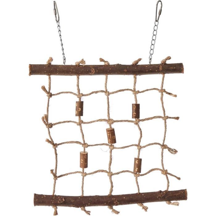 Animal Domestique Ting Corde Natural Living Mur descalade Jouet pour Oiseau Murale en Bois .