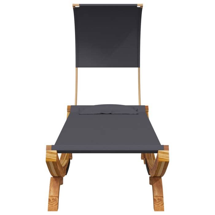 （SOLDES Dété）Lit repos 1 pc SHIELD Fauteuil long de piscine arrière-cour et auvent 100x200x126cm Bois courbé Anthracite 100x200x1