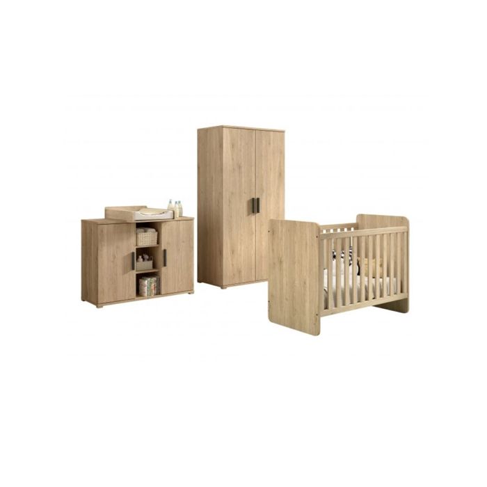 Ensemble lit évolutif - VIPACK - SACO2412 - Lit 60x120→90x200 - Commode avec plan à langer - Armoire 2 portes