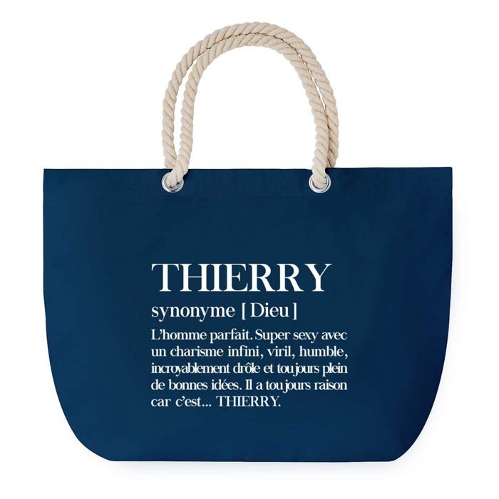 Sac de plage Bleu anse corde Thierry Définition Homme Cadeau Anniversaire Noël  Grand Sac de Transport & Sport