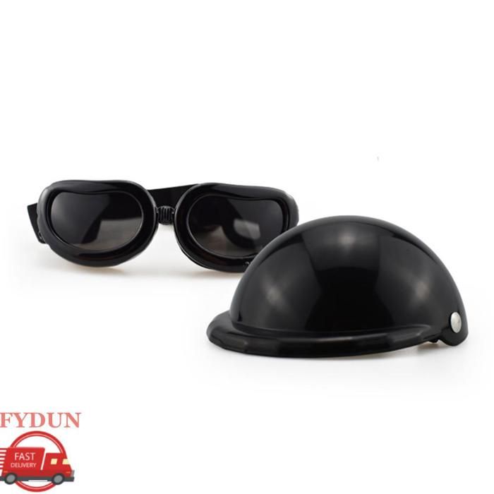 FYDUN casque pour chien Casque pour animaux de compagnie noir résistant aux chutes chien chat casque de moto animalerie decoration