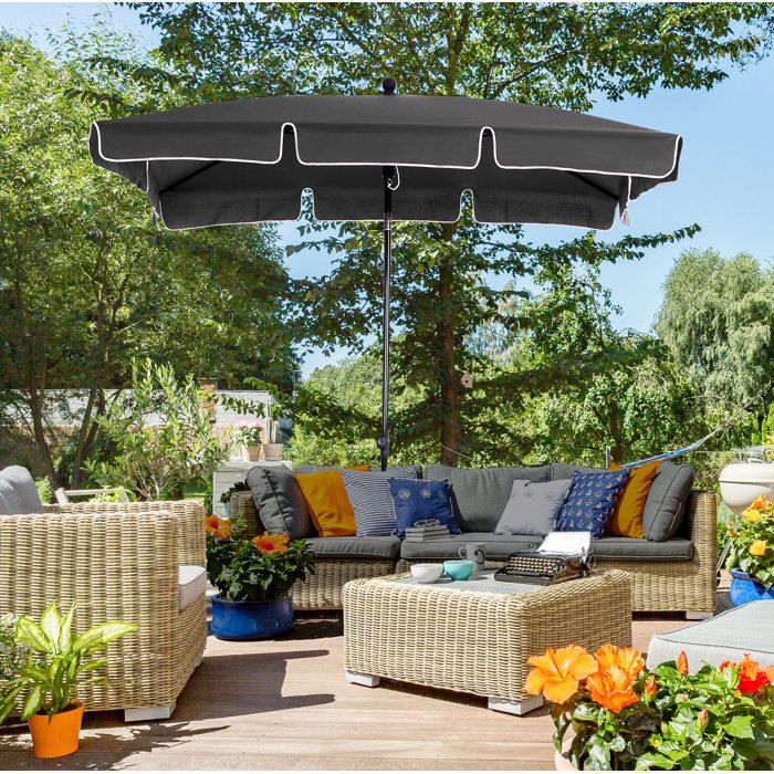 Parasol de balcon rectangulaire inclinable gris 198 x 130 x 245 cm structure aluminium et acier mât démontable Grjofek