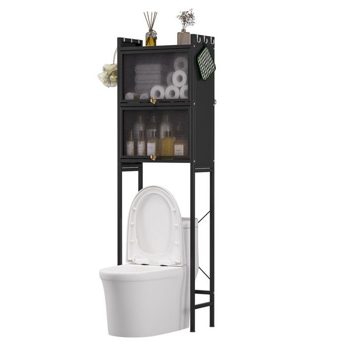 Étagère WC avec Rangement – FIANAO – 3 Niveaux – Structure Métallique – Étanche et Anti-Poussière – 50x25x165cm