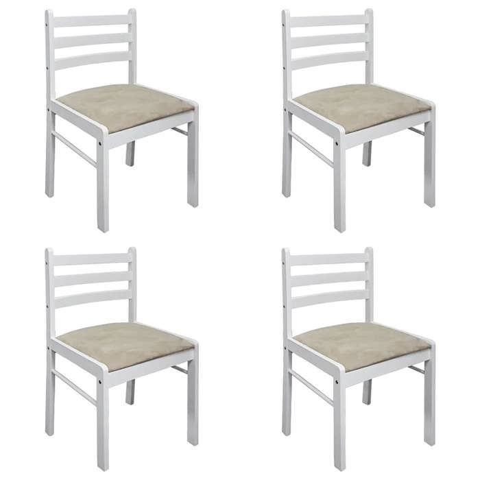 NEW Chaises de Cuisine - Chaises à manger (Set de 4） blanc hévéa solide et velours{44x45x81 cm} 318001