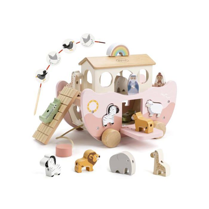 Arche de Noé - Jouet Bebe 1 2 3 Ans Jeux Montessori Enfants Cadeau Baptême Fille Garcon Enfant Jouet en Bois Bebe avec Animaux