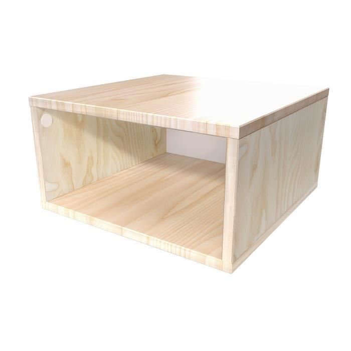 Cube De Rangement Bois Largeur 50 Cm Couleur Vernis Naturel