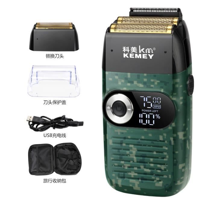 Tondeuse Cheveux Et Barbe Kemei Pro – Rechargeable USB, écran LCD, 7 Longueurs, Blanc – Neuf Sous Blister