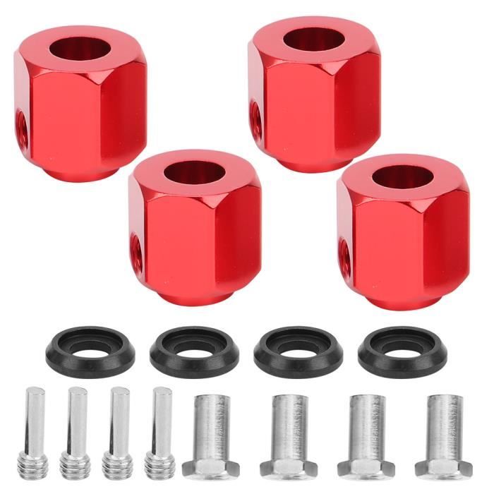 Generic Écrou de Moyeu de Voiture RC 17mm de Haute qualité, Accessoire de Roue de Couverture Anti-poussière pour Team-C/HSP, Matériau Léger, 4 Pièces (rouge