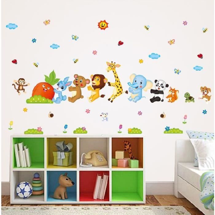Ecloud Shop Jungle sauvage animaux sticker mural sticker pour bébé Enfants Chambre WallPaper 