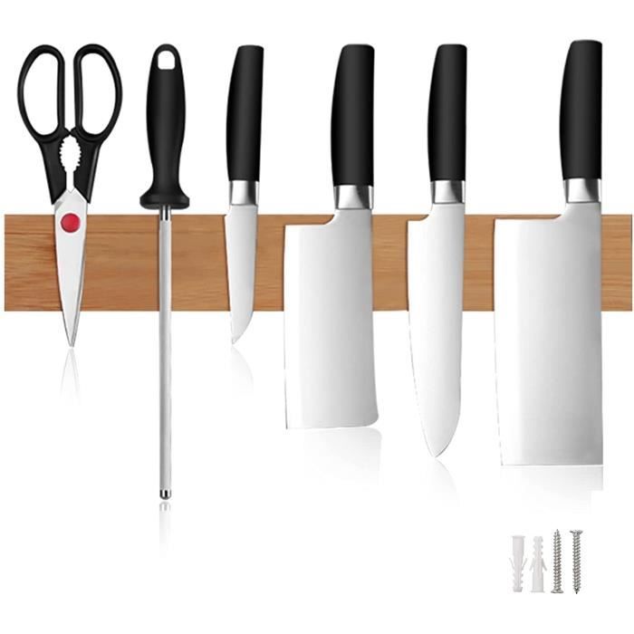 Barre Magnetique Couteaux UNHO Porte Couteaux Aimanté Inox 50CM Support Couteau De Cuisine Magnétique Aimant Couteau Mural Barre Aimantée Pour Couteaux