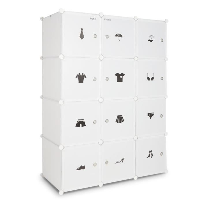 Wolketon Armoire Portable DIY 16 cubes, Armoire de Chambre Rangement pour le stockage de Wolketon Armoire Portable DIY 16 cubes, Armoire de Chambre Rangement pour le stockage de