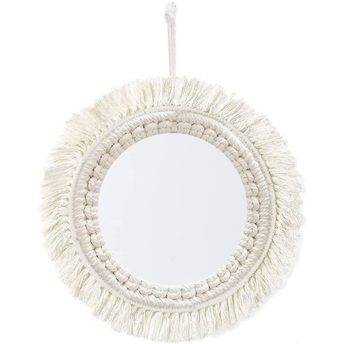 Miroir Mural Suspendu Avec Bord En Coton Petit Miroir Mural Decoratif Rond De Style Boheme Pour Salon Chambre Bebe Chambre Dec 1045 Cdiscount Maison