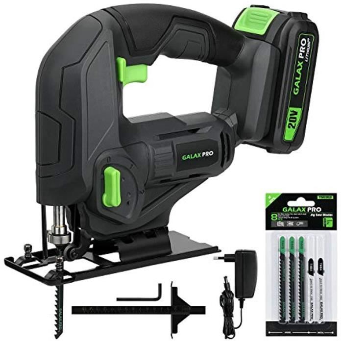 Scie Sauteuse Portable Vitesse Variable Yunirvana - Scie Alternative Sans Fil 20V, 0-3000 SPM, Changement De Lame Sans Outil, Avec 5 Lames, Batterie 2000 MAh Scie Sabre 20V Vitesse Variable