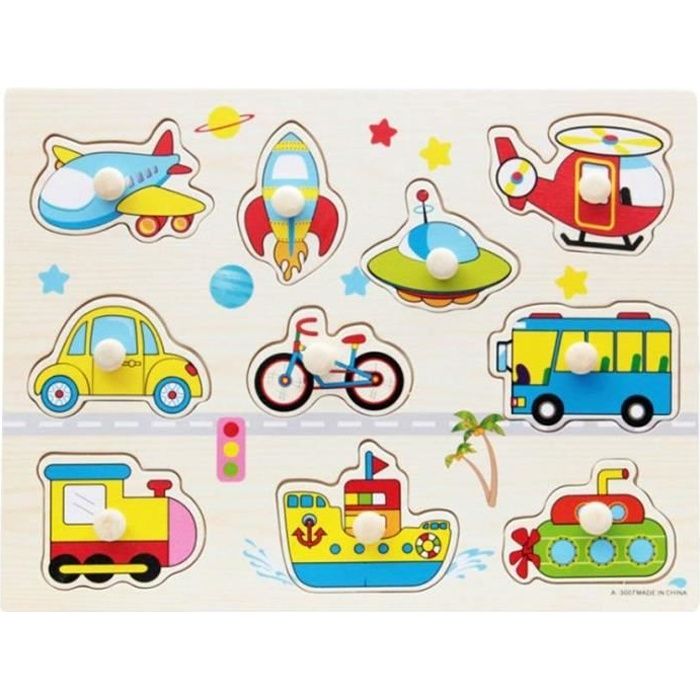 Puzzle en Bois Bebe Puzzle Encastrement Véhicule pour Enfants