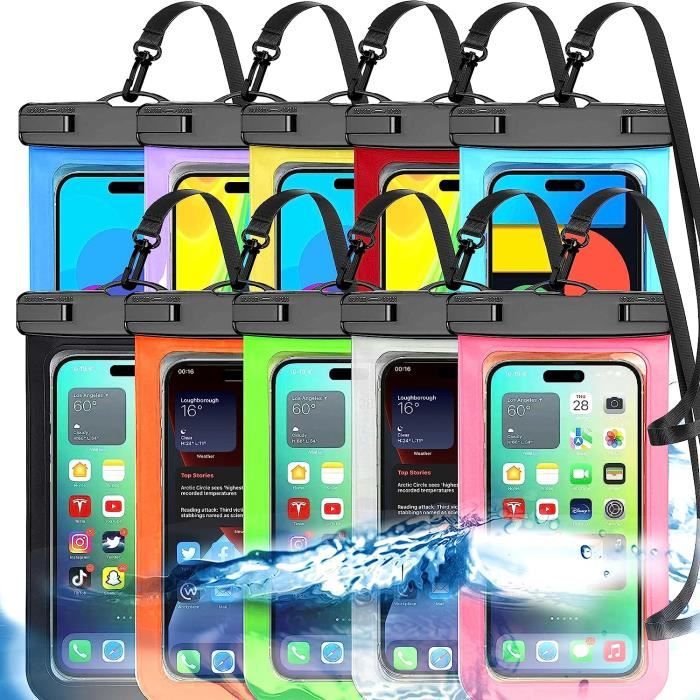 Pochette De Téléphone étanche Flottante, IPX8 Double Espace Pour IPhone 15, 14, 13 Pro Max Plus, Samsung Galaxy S23 S22 Ultra, Cordon Amovible, Essentiels Pour Bateau De Croisière (vert Clair