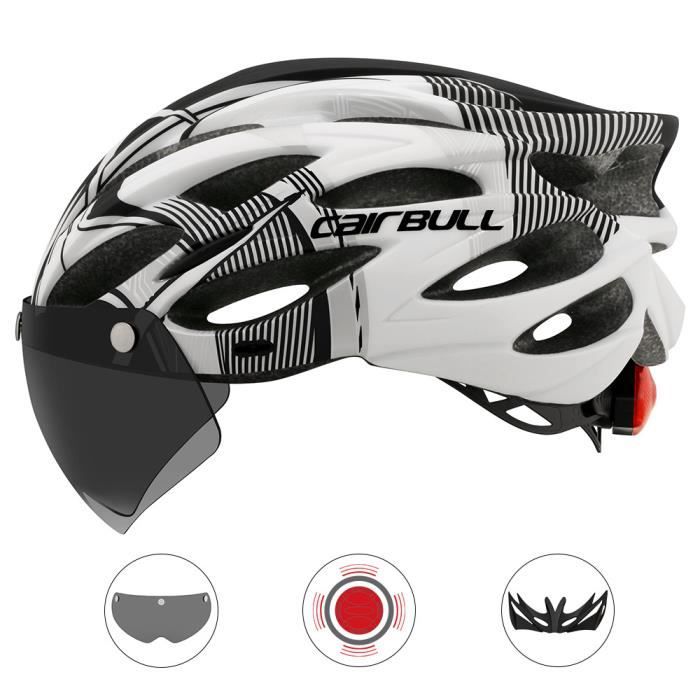 Noir blanc ML 54 61cm Cairbull Casque VTT ultraleger avec feu arriere accessoire de cyclisme sur route Cdiscount Sport