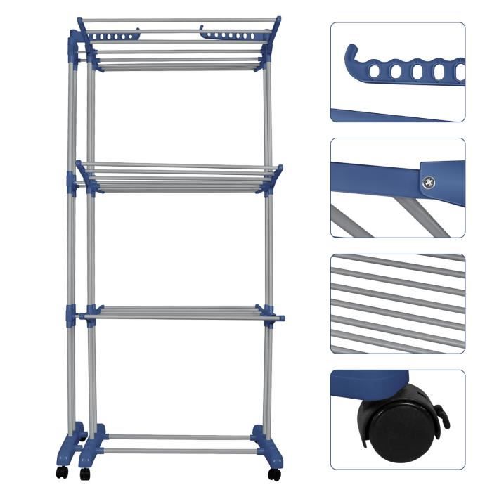 YYiXing Fil A Linge Porte-sèche-linge pliable triple crochets latéraux pour vêtements et chapeaux