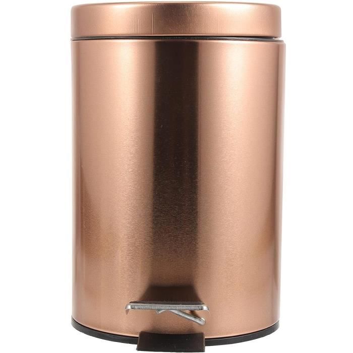 Poubelle De Cuisine 50 Litres En Acier Inox - Design Rond Avec Pédale - Couvercle Silent Close - Terracota