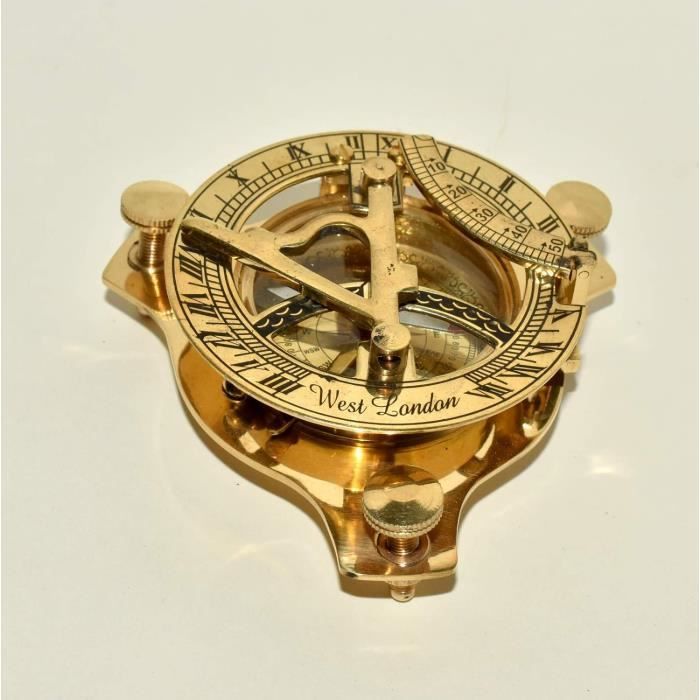Boussole Nautique En Laiton Massif - Reproduction Vintage (Inde)