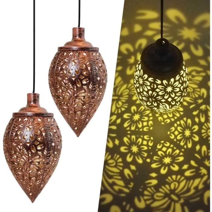 Lanterne Solaire Extérieur Jardin 2 Pièces - Bougie LED Flamme Vacillante IP44, Décoration Balcon Terrasse