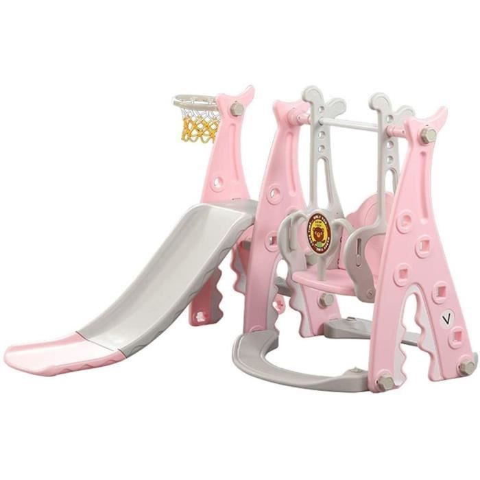 Toboggan avex balançoire basket pour enfant jouer à la maisonRose