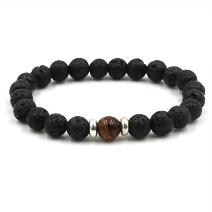 Bracelet 3 Œil De Tigre & Pierres Volcaniques-Chapelet-Mode-Zénitude 