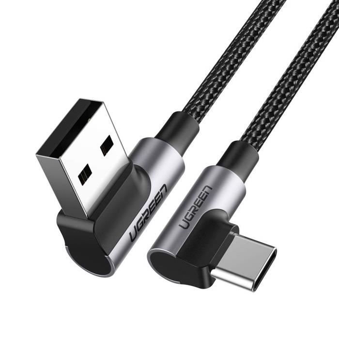 Cable Usb C Coude 90 Degres Charge Rapide 3a Nylon Tresse Compatible Samsung S10 Plus S9 S8 Note 9 Note 8 A50 A40 Huawei P20 Lite M Achat Batterie Externe Pas