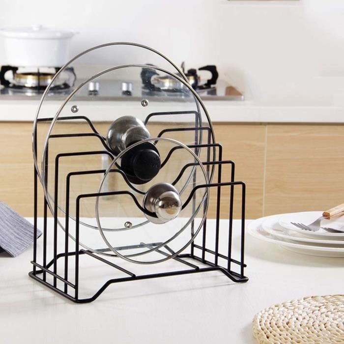 2 pcs Organisateur de cuisine en métal pour ranger couvercles de casseroles, planches à découper et support d’ustensiles
