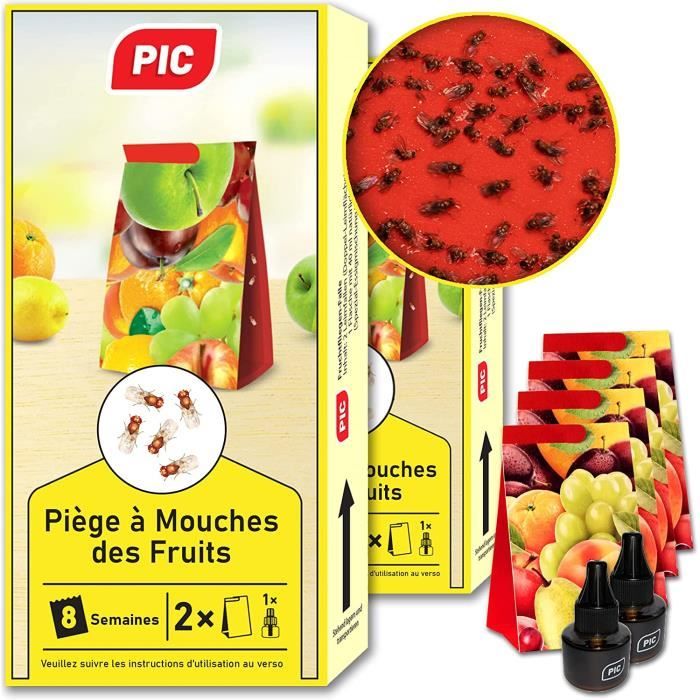 Piège à Mouches des Fruitspiège à Mouches du vinaigre 4 pièges à Colle avec 2 récipients