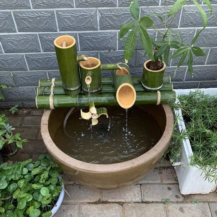 Décoration de Fontaine en Bambou Fontaine en Bambou Caractéristique de  l'eau Décoration de Jardin Gargouille avec Pompe Cascade[424] - Cdiscount  Jardin