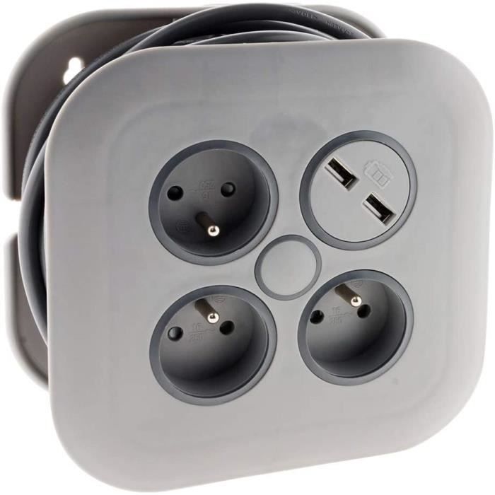 Enrouleur 4 Prises Déportées 30m - 2P+T 16A - Zenitech | Leroy Merlin