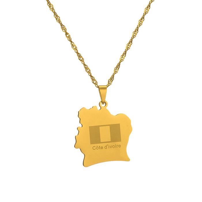 Collier Pendentif Carte De France Contour - Bijou Patriotique Argenté Unisexe Carte France