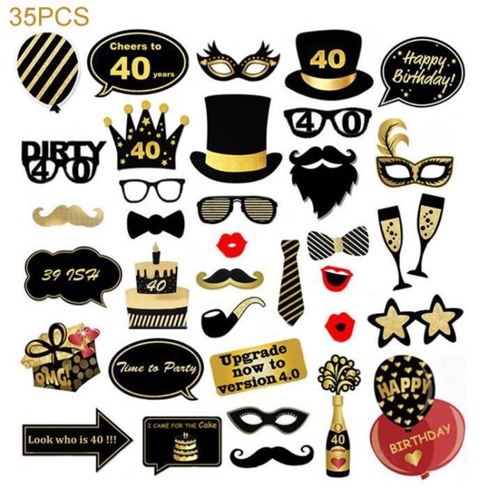 10 Laphil Accessoires De Photomaton Pour 40 Ans Decorations De Fete Pour 40 Ans Pour Adultes Pour Hommes Et Femmes Cdiscount Maison