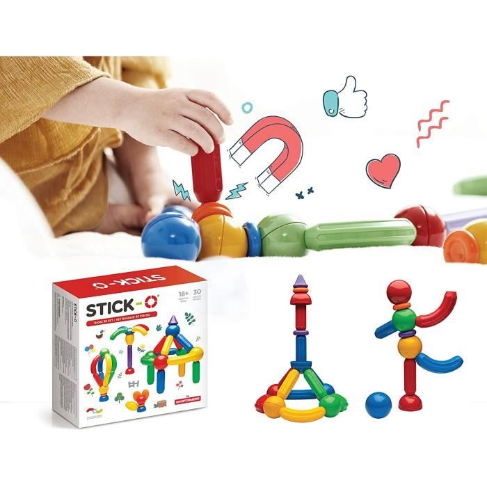 Jeu De Construction Magnétique Pour Enfants 43 Pièces - Tuiles Miniatures - Boîte Métallique De Voyage - 3 à 6 Ans