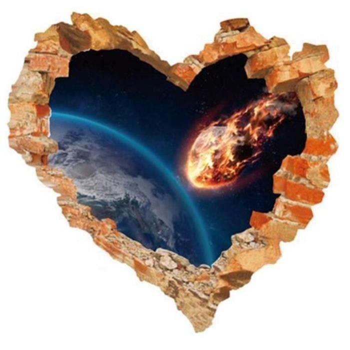 Sticker Mural 3d En Forme De Coeur Brise Pour Decoration Salon Chambre Jsdcqn A0427 Achat Vente Stickers Cdiscount