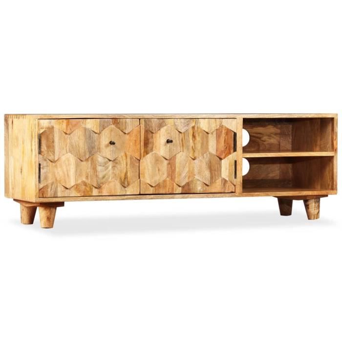 Armoire TV haut style colonial bois sombre